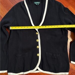 Ralph Lauren Black Blazer with Gold Buttons and White Trim